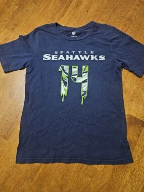 NFL Seattle Seahawks Kids Navy Tee with Neon Green Graphic